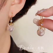 韩式优雅名媛风爱心珍珠耳钩时尚高级感气质甜美风耳环