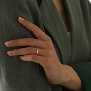 天然贝母戒指女轻奢复古法式素圈指环简约高级感白贝母ins网红潮