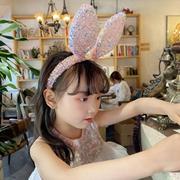 儿童演出女童兔子发卡发箍可爱蝴蝶结头饰，小女孩兔耳朵头箍夏季