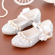 女童公主鞋韩版儿童，高跟鞋春季儿童，皮鞋水晶鞋拉丁舞蹈单鞋