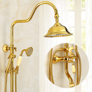 全铜欧式花洒套装家用浴室沐浴恒温淋浴器卫生间淋雨金色旋转喷头