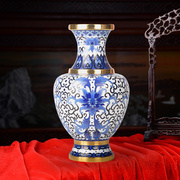 北京传统工艺景泰蓝花瓶10寸青花瓷铜胎掐丝珐琅外事商务摆件