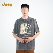 jeep吉普短袖男夏季美式复古重磅男士上衣，2024高级纯棉t恤男