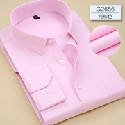 2024春季纯粉色衬衫男长袖，商务休闲职业工装，结婚装衬衣男士打底衫