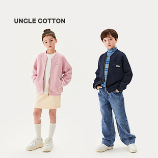 棉叔叔绗棉中大男女儿童撞色插肩袖棒球服小学生外套保暖小棉衣