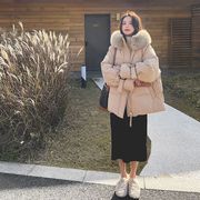 短款大毛领羽绒棉服，女韩系冬装小个子，宽松加厚面包服棉衣外套ins