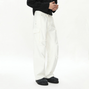大赖Studios工装口袋休闲裤直筒修身帆布裤黑白色裤子简单长裤男