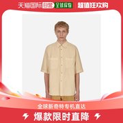 香港直邮潮奢auralee男士washi小鸭图案帆布，短袖浅褐色衬衫