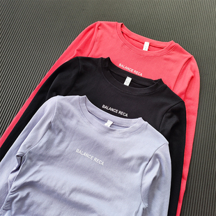 瑜伽服女运动t恤女显瘦普拉提紧身训练速干健身长袖跑步秋冬罩衫