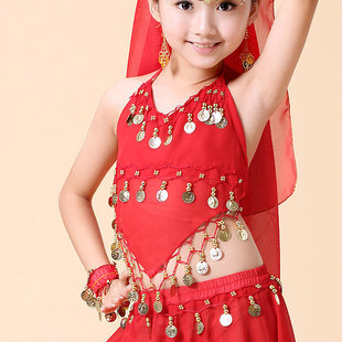 儿童印度舞蹈演出服新疆舞民族舞健身舞蹈服装肚皮舞吊币肚兜上衣