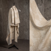 米白色棉麻提花布料，面料伤痕浮雕立裁廓形外套服装设计师创意面料