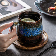 日式创意复古陶瓷杯子办公室，泡茶杯水杯家用马克杯大容量咖啡杯