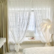 法式轻奢真丝绒奶油奶茶色，复古蕾丝窗帘，纱帘绒布卧室客厅飘窗定制