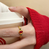 哑光金色滴釉戒指女潮新中式时尚个性闺蜜食指戒小众设计复古指环