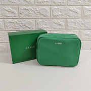 海蓝之谜化妆包经典绿色，帆布手拿包大容量，便携简约收纳整理包