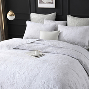 外贸纯白色绗缝被双面绣花空调被纯棉双人床床单夹棉加厚床盖床罩