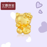 足金999千万两招财猫转运珠黄金，hellokitty蝴蝶结，kt猫纯金手链女