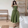 GirlsAt18 绿色吊带裙女夏季法式度假风气质性感高腰显瘦a字长裙