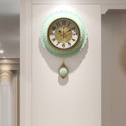 欧式轻奢挂钟客厅大气挂表家用卧室时钟创意时尚孔雀艺术摇摆钟表