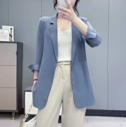 韩版小西装外套女七分袖，气质雪纺上衣，2024年夏季防晒薄款西服