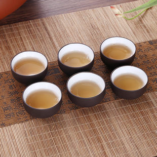 6只装陶瓷小茶杯 20ML小茶杯耐热防烫紫砂小茶杯功夫茶具品茗茶杯