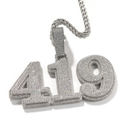 欧美号大嘻哈字母项链铜镶锆石满钻数字字母吊坠定制款饰品项链