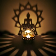 烛台佛盏酥油灯弥勒佛坐佛莲花，印度特色金属，镂空雕花光影艺术烛台