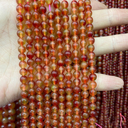 红西瓜晶玉髓散珠子玛瑙手工，diy串珠手链圆珠饰品手串配件材料