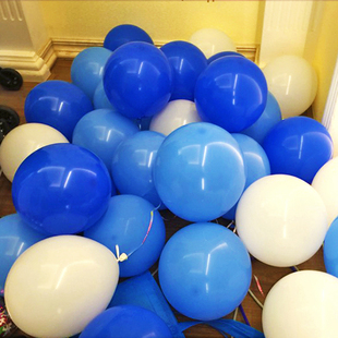 蓝色白色气球毕业布置拱门装饰亚光圆形10寸乳胶结婚汽球50个
