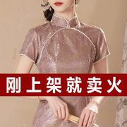新中式改良旗袍2024夏季气质复古民国高贵妈妈连衣裙日常可穿