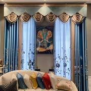 美式现代窗帘绣花成品，定制卧室客厅别墅高窗遮光纱高档新中式窗帘