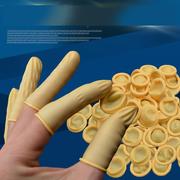 米黄色防静电手指套工业一次性乳胶光滑无粉尘防护护指橡胶手指套