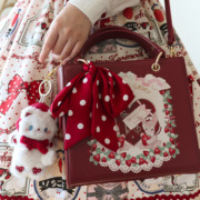 morningglory原创莓果兔复古lolita斜跨单肩手提可爱小方婚包包