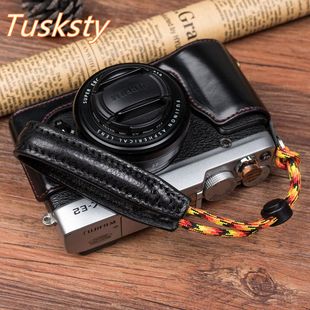 tusksty真皮相机手绳适用于富士莱卡挂绳索尼微单反防丢绳手腕带