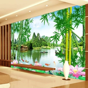 竹子山水风景画壁纸自粘壁画，贴纸客厅墙纸电视影视墙贴背景墙装饰