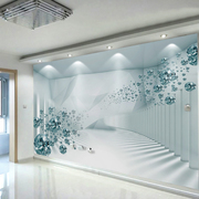 3d立体电视背景墙壁纸现代简约墙纸客厅影视墙，空间水晶球墙布壁画