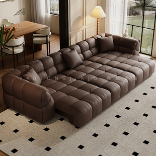 轻奢棉花糖多功能真皮电动沙发床可伸缩折叠变床两用客厅头层牛皮
