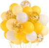 10寸马卡黄色明黄色白色金色，亮片气球组合套餐，宝宝生日派对装饰
