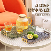 茶盘托盘轻奢家用小型沥水托盘茶盘客厅茶几茶杯水杯长方形水果盘