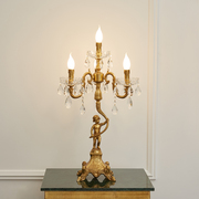 法式全铜天使蜡烛水晶台灯欧式奢华复古别墅客厅，灯卧室床头书房灯