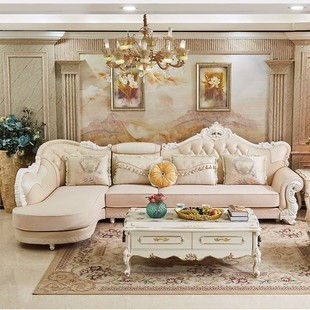 欧式科技布沙发(布沙发)转角，组合大小户型客厅，整装家具可拆洗简欧布艺沙发