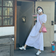 金苏一白色肌理感连衣裙，女2024夏季韩版收腰气质长裙chic裙子潮