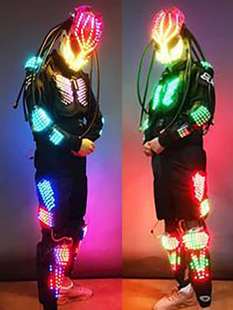 荧光服表演舞酒吧ktv气氛，led发光衣服出酒罗马太空科技创意财