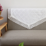白色刺绣蕾丝沙发靠背巾扶手，四季三角巾布艺，纯棉全盖布沙发巾罩套