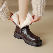 纯羊毛!羊皮毛一体羊毛，靴冬季加绒厚底，雪地靴女真皮马丁靴短靴子