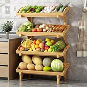 家用果蔬置物架厨房多层收纳架实木简易落地式靠墙多功能储物架子