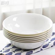 纯白色678英寸骨瓷面碗陶瓷大号汤碗，拉面碗饭碗沙拉碗家用餐具