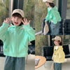 儿童韩版薄荷绿连帽卫衣，开衫上衣休闲洋气，2024女童春季外套