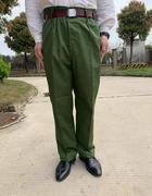 大裆军绿色的确良65式裤子，直筒裤子高腰，薄款夏季长裤老式涤卡男士