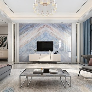 微晶石电视背景墙瓷砖岩板大理石材客厅现代简约影视墙装饰蓝金沙